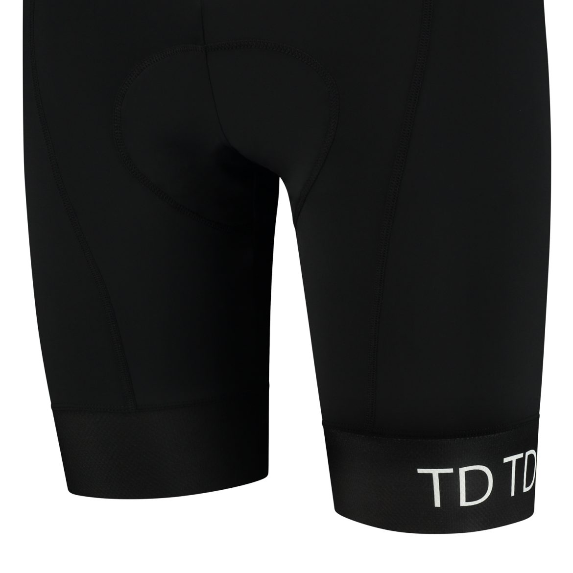 Detail photo of grippers men's short cycling shorts black color with Italian Dolomiti chamois by TD