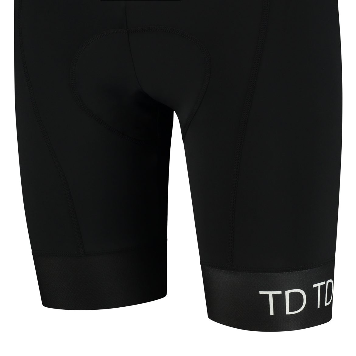Black cycling shorts with suspenders for women in black with TD grippers