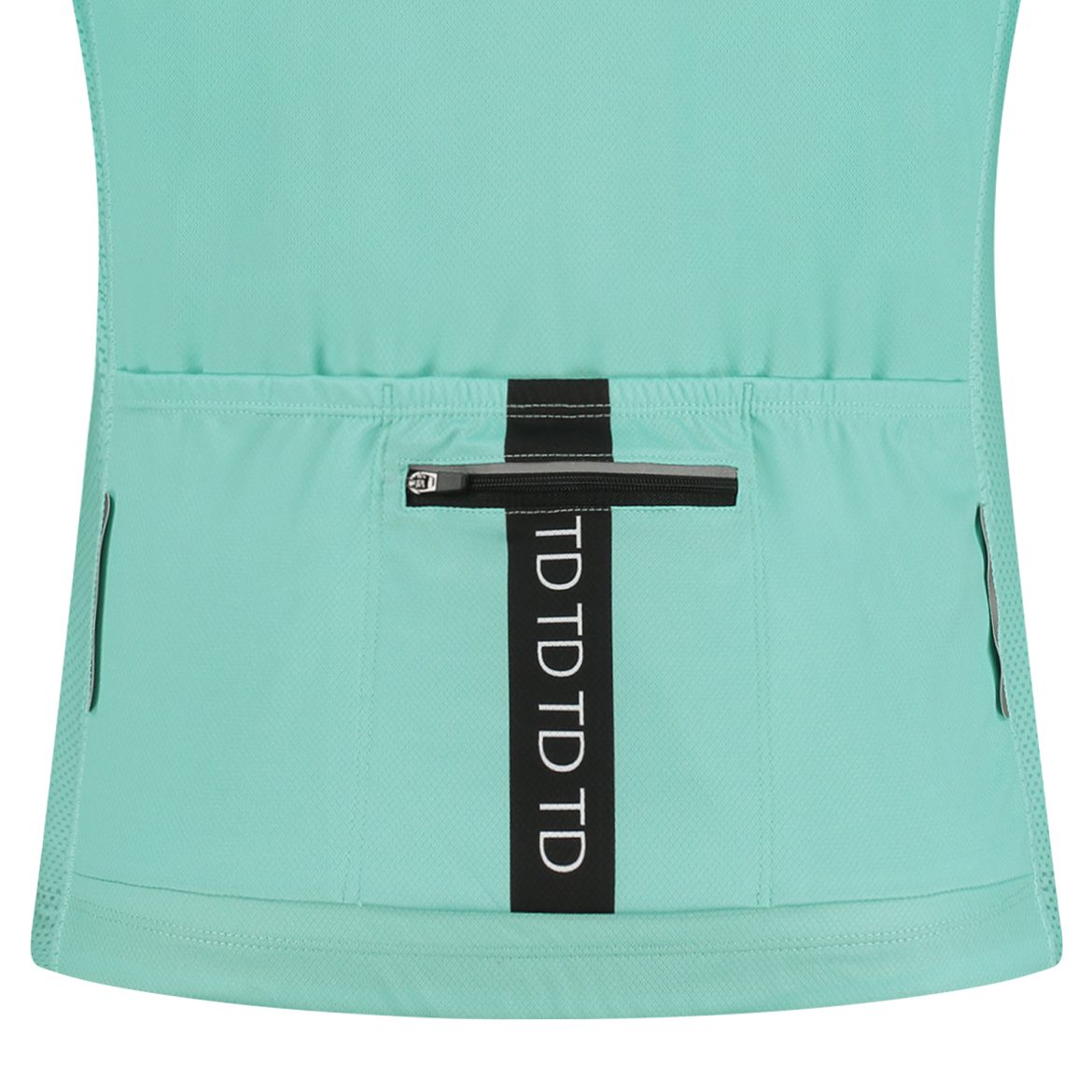 Ladies celeste rear cycling shirt details 3 back pockets from TD