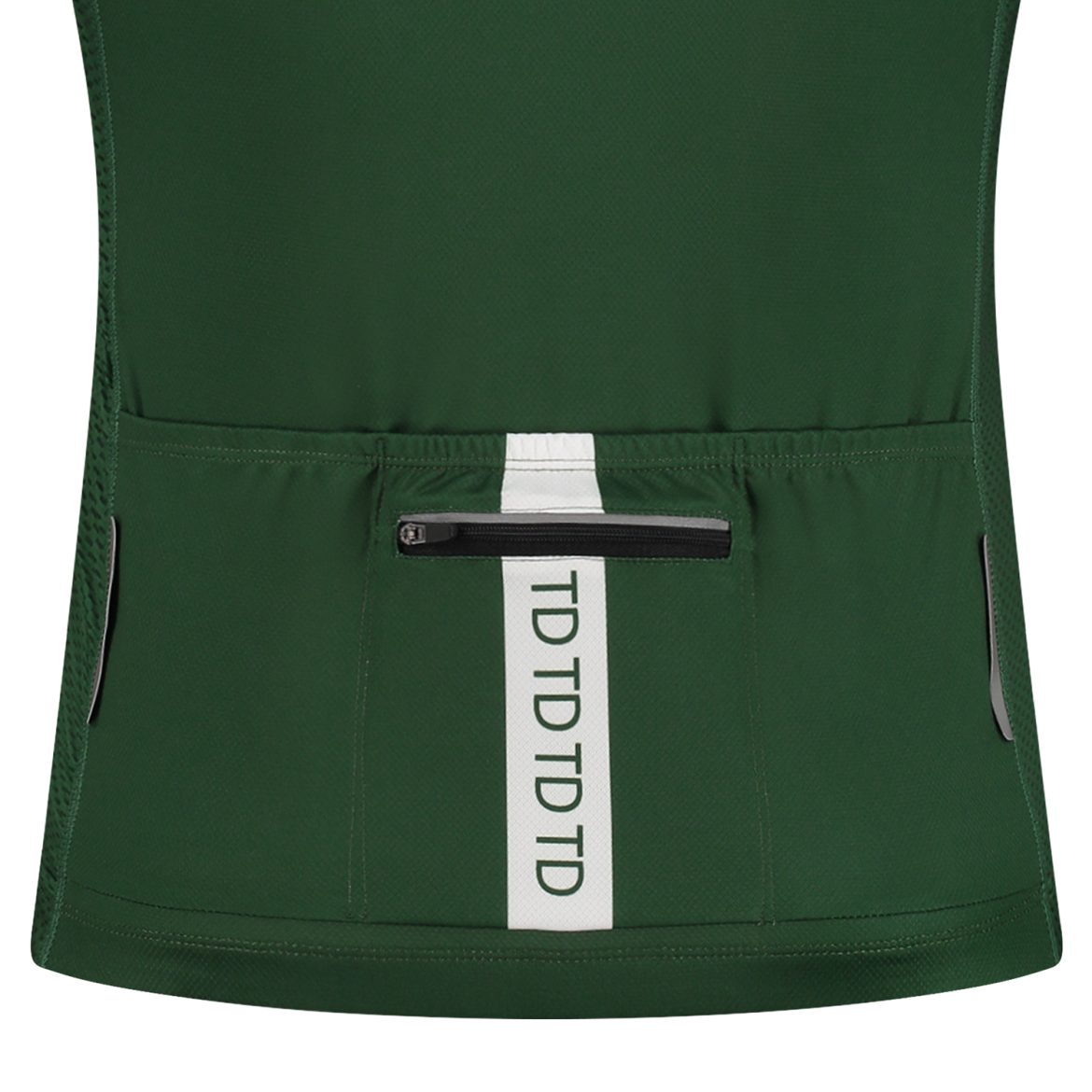 detail photo green cycling jersey back pockets with zipper for valuables from TD