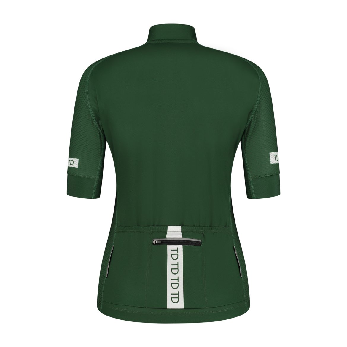 Backside ladies cycling jersey dark green with 3 back pockets from TD Sportswear