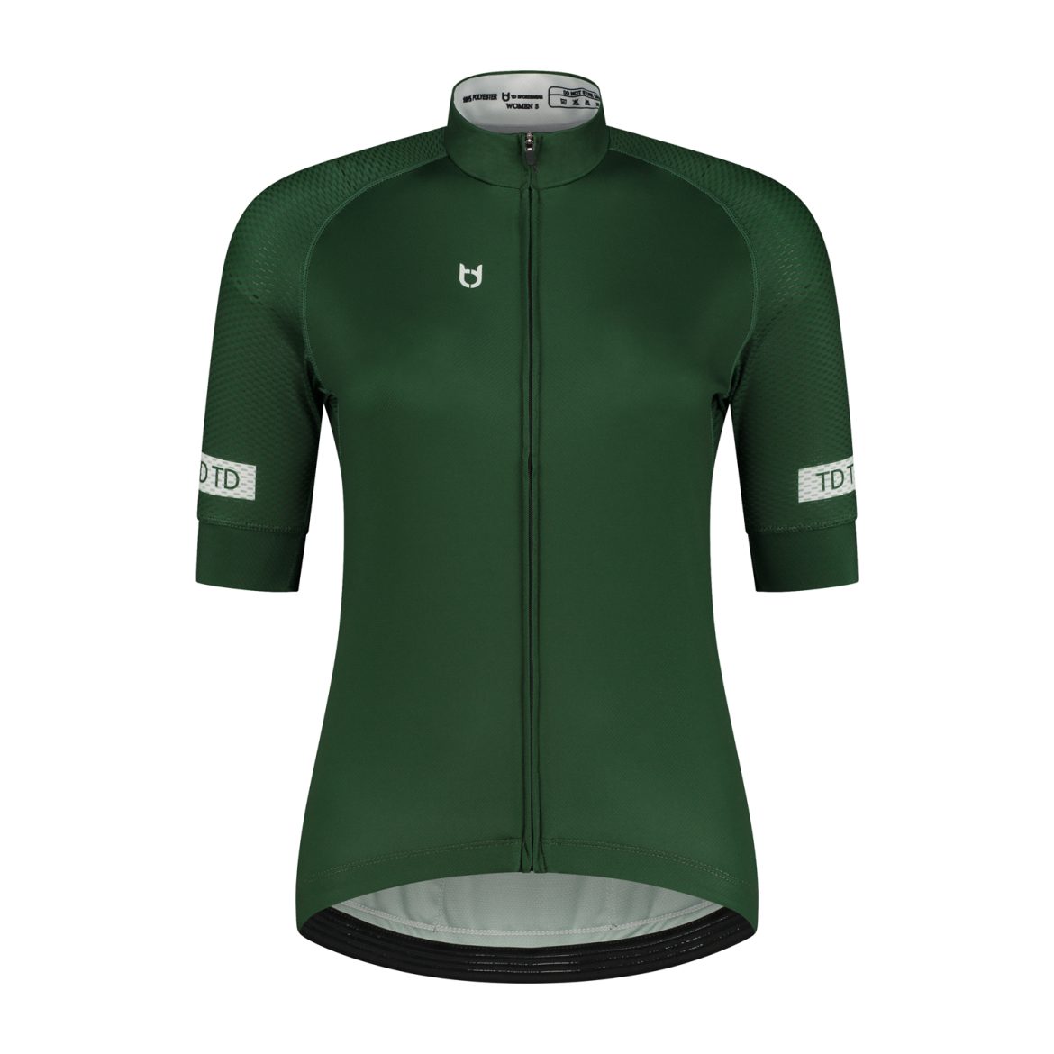 Ladies cycling jersey front dark green with grippers from brand TD Sportswear