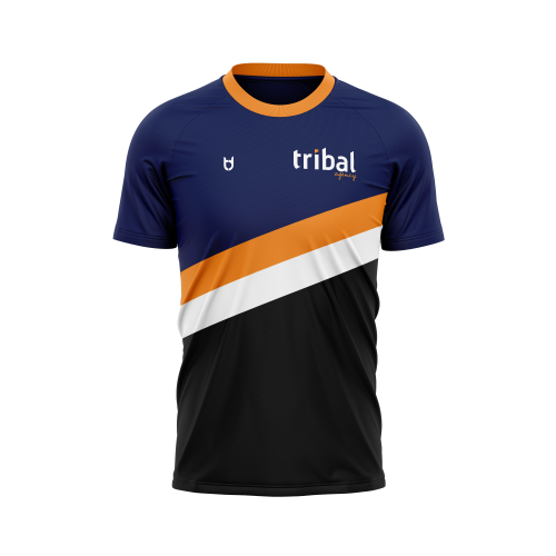 loopshirt ontwerp blauw oranje wit