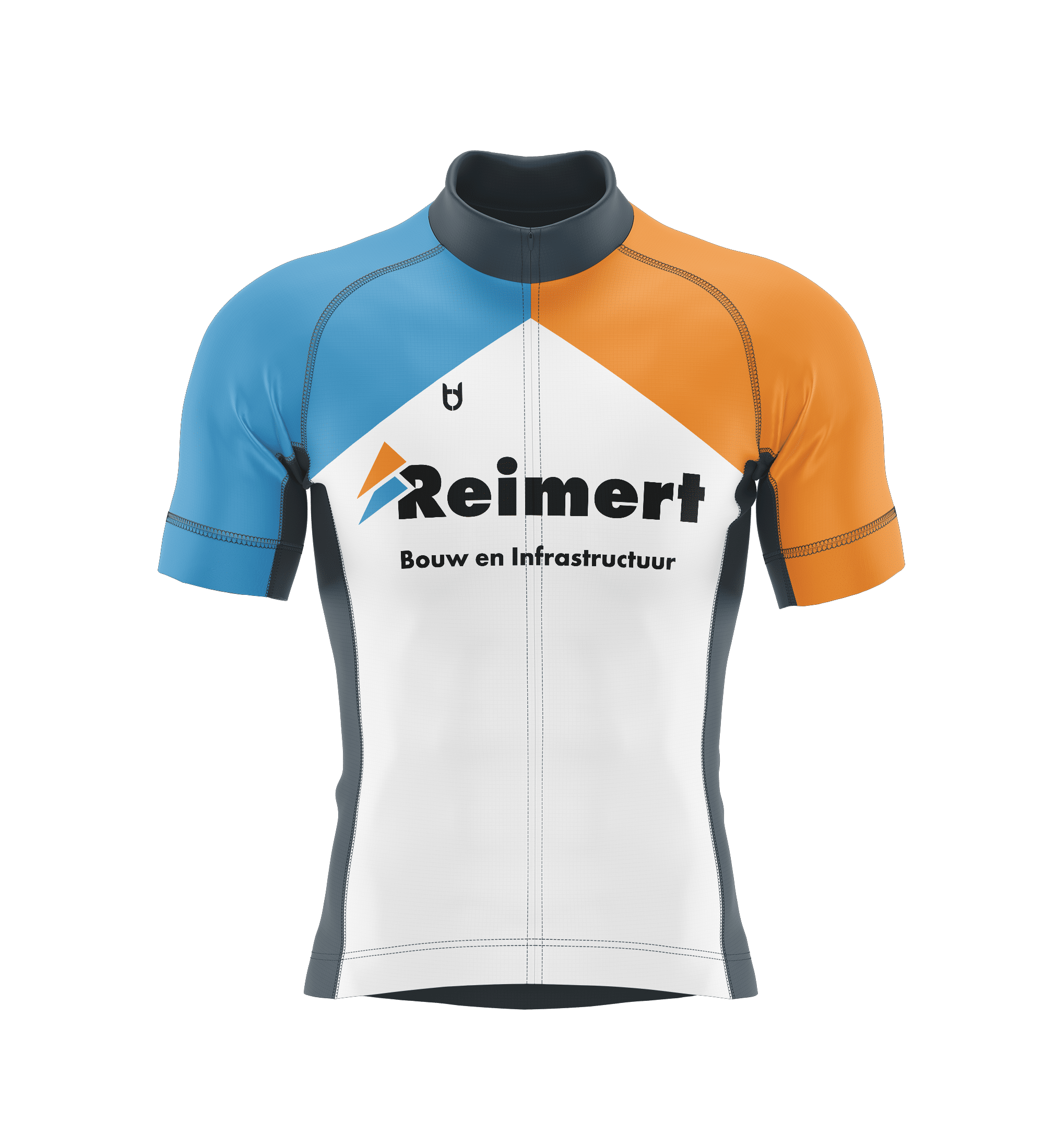 custom fietsshirt wit oranje blauw