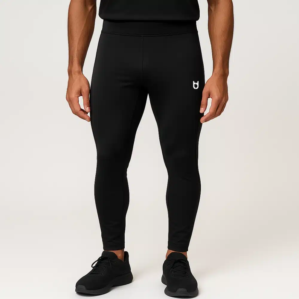 Custom black full-length running leggings for women – high-waisted breathable tights for performance and teamwear