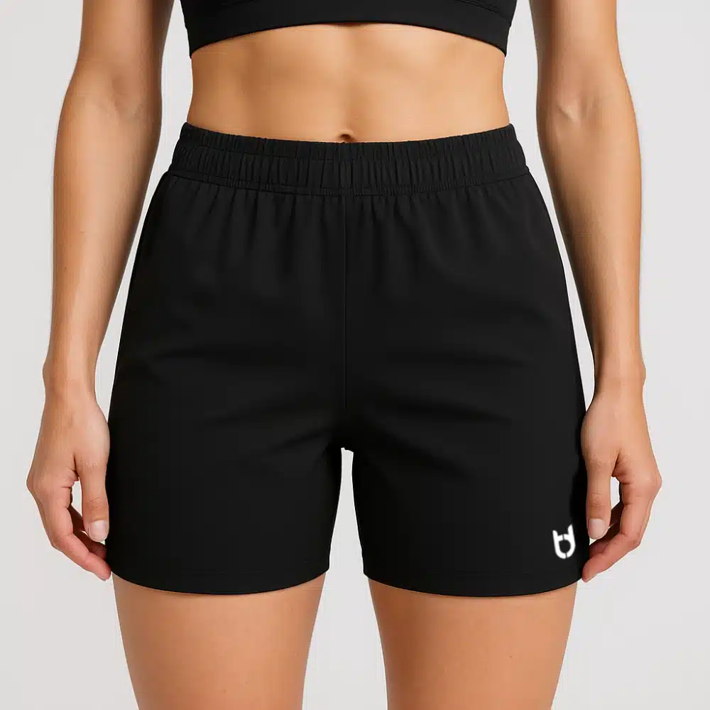 Custom black loose fit running shorts for women – breathable activewear shorts with built-in liner for training and races