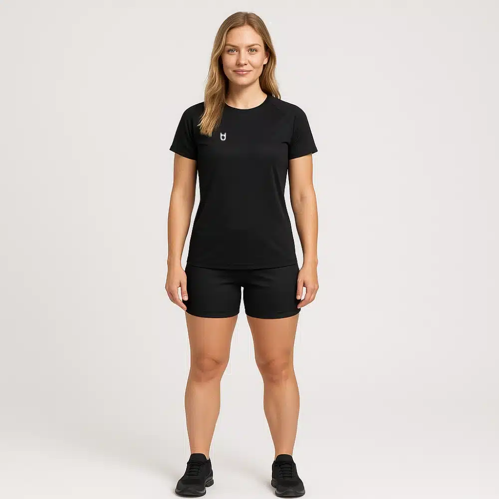 Custom black short sleeve running shirt for men – breathable sports top for teams, events, and individual athletes