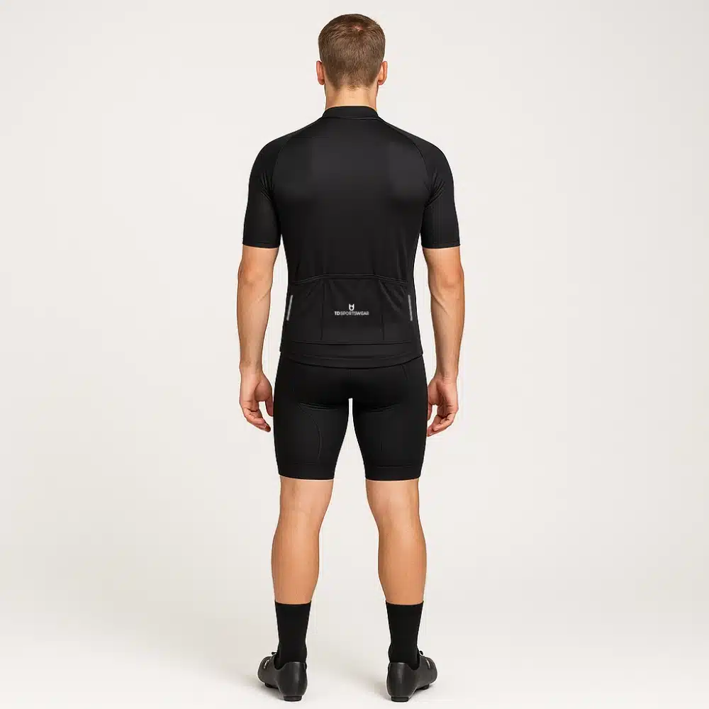 Back view of men’s Pro 300 cycling jersey – three rear pockets, reflective details, and ergonomic race cut for high-speed cycling