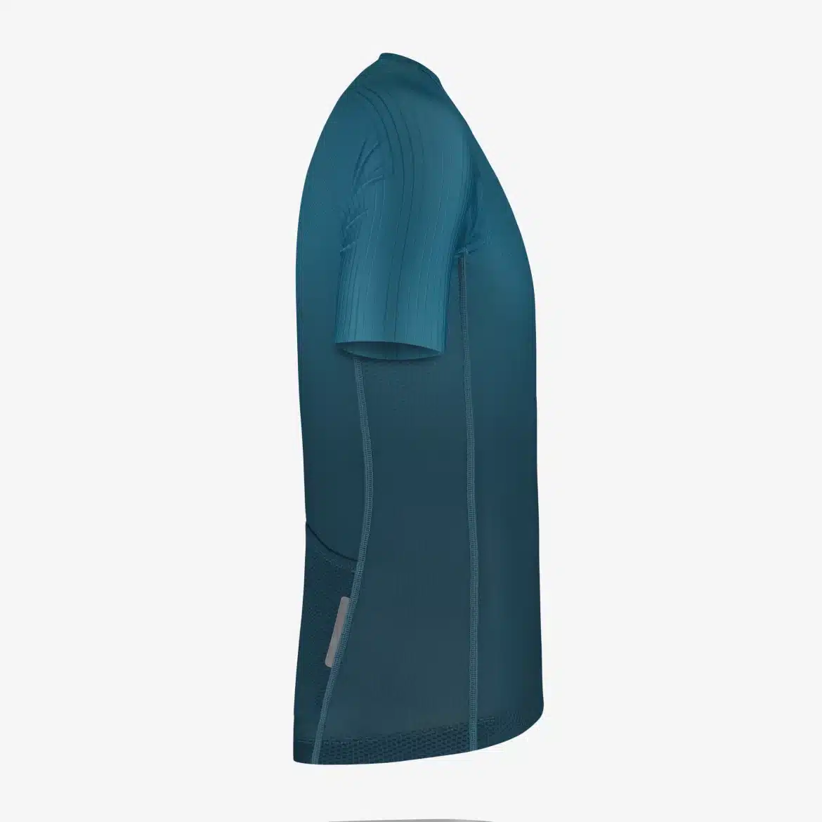 Side view of the Elite 1200 jersey with bonded side panels and aerodynamic sleeve finish.