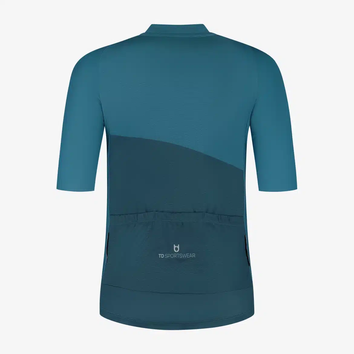 Rear view of the Pro 300 jersey featuring contoured pockets and an athletic fit.