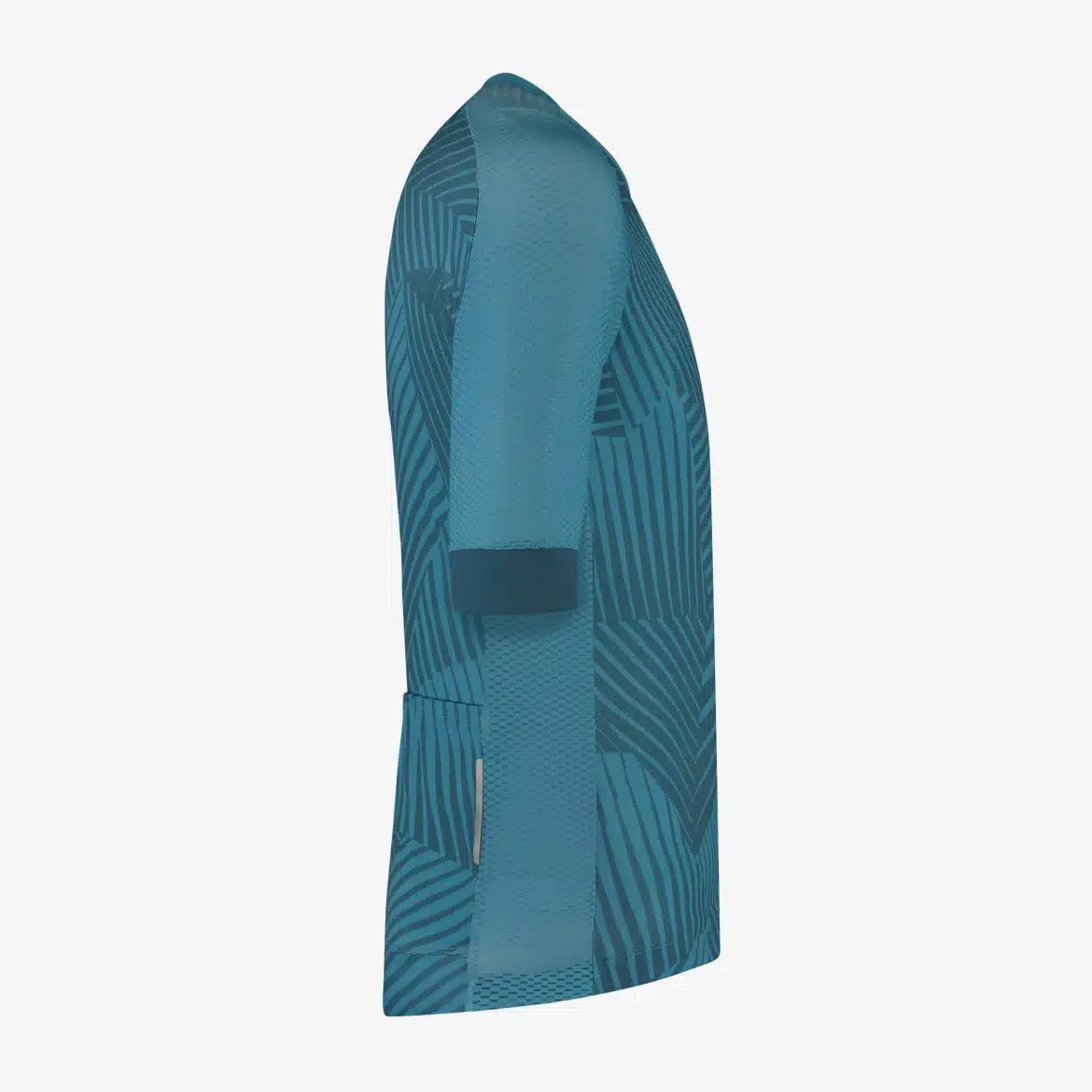 Right side of the Pro 800 cycling jersey with contoured sleeve and ventilated side panel.